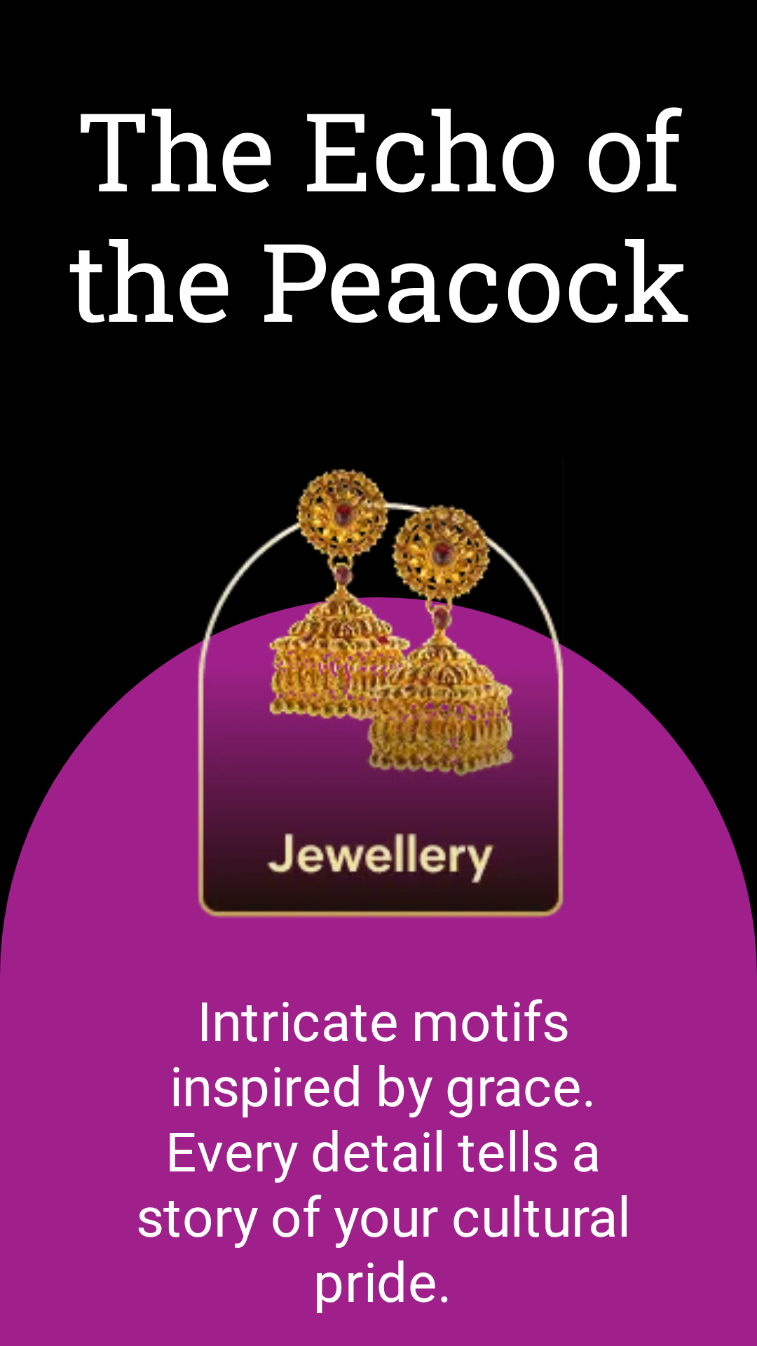 Peacock Echo Jhumkas — intricate gold filigree with ruby accents